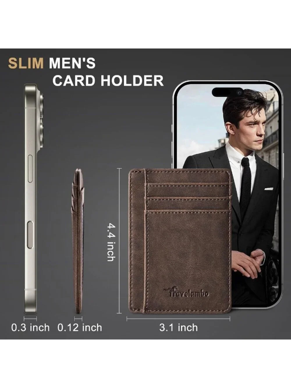 Slim Minimalist Leather Wallet | RFID Blocking | Front Pocket Design | Medium
